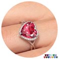 thumbnail image 1 of Juwaliy Women Ring Silver Plated Halo Heart July Birthstone Ruby Ring Red CZ Band Jewelry Mother Birthday Valentine's Day Gifts for Her, 1 of 11