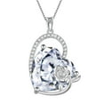 thumbnail image 1 of Juwaliy 925 Sterling Silver 15MM Heart Necklace Women April Birthstone Diamond CZ Bridal Jewelry Rose Flower Pendant Mother Birthday Valentine's Day Gift, 1 of 9
