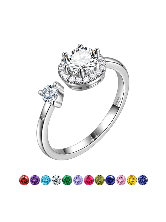 925 Sterling Silver April Birthstone Ring Diamond White Crystal CZ Women Jewelry Mother's Day Gifts