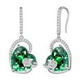 thumbnail image 1 of Juwaliy Cat Butterfly Earrings for Women 925 Sterling Silver Heart May Birthstone Hook Dangling Earring Emerald Green Rose Flower Jewelry Birthday Mother's Day Gift, 1 of 9