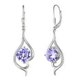 thumbnail image 1 of Juwaliy 925 Sterling Silver Leverback Women Earrings June Birthstone Alexandrite Purple Long Drop Earring Tail Jewelry Mother Christmas Birthday Valentines Gift for Her, 1 of 11