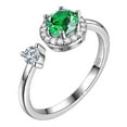 thumbnail image 1 of Juwaliy 925 Sterling Silver May Birthstone Ring Emerald Green Crystal CZWomen Jewelry Mother's Day Gifts, 1 of 11