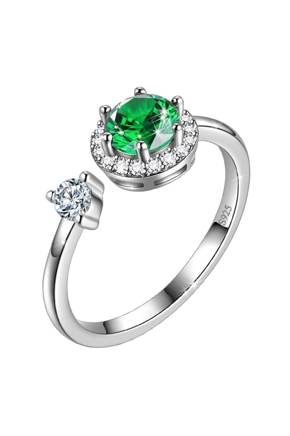925 Sterling Silver May Birthstone Ring Emerald Green Crystal CZWomen Jewelry Mother's Day Gifts