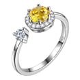 thumbnail image 1 of Juwaliy 925 Sterling Silver November Birthstone Ring Citrine Yellow CZ Halo Ring Jewelry Christmas Valentines Birthday Mother's Day Gift for Women, 1 of 11