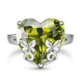thumbnail image 1 of Juwaliy 9Ct Women Heart Ring 925 Sterling Silver Butterfly August Birthstone Peridot Solitaire Ring Jewelry Mom Christmas Birthday Gift, 1 of 9