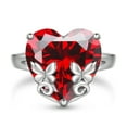 thumbnail image 1 of Juwaliy 9Ct Women Heart Ring 925 Sterling Silver Butterfly January Birthstone Red Garnet Solitaire Ring Jewelry Mother Birthday Valentine's Day Gift, 1 of 9