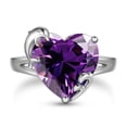 thumbnail image 1 of Juwaliy 9Ct Women Heart Ring 925 Sterling Silver Dolphin February Birthstone Amethyst Purple Solitaire Ring Jewelry Girlfriend Valentine's Day Gift, 1 of 10