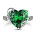 thumbnail image 1 of Juwaliy Women Heart Ring 925 Sterling Silver Dolphin May Birthstone Emerald Green Solitaire Ring Jewelry Birthday Mother's Day Gift, 1 of 10