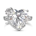 thumbnail image 1 of Juwaliy 9Ct Women Heart Ring 925 Sterling Silver Rose Flower April Birthstone Diamond Crystal Solitaire Ring Bridal Jewelry Birthday Gift, 1 of 11