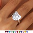 thumbnail image 1 of Juwaliy Silver Plated Women Ring White Cubic Zirconia Heart Rose Flower Solitaire Ring Bridal Jewelry Birthday Gift, 1 of 7