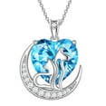 thumbnail image 1 of Juwaliy Animal Cat and Dog Necklace Blue Heart March Birthstone Charm Aquamarine Pendant Jewelry Birthday Mother's Day Gift for Women Wife Daughter Pet Lovers, 1 of 10