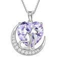 thumbnail image 1 of Juwaliy Animal Cat Dog Necklace Purple Heart June Birthstone Charm Alexandrite Crystal Pendant Women Jewelry Birthday Gift for Mother Wife Daughter Pet Lover, 1 of 10