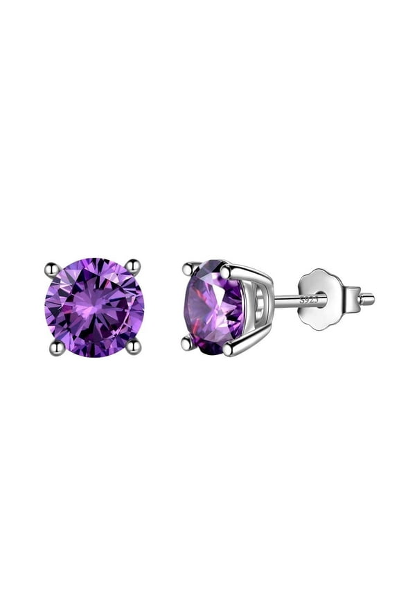 Birthstone February Amethyst Women Earrings 925 Sterling Silver Birthday Mother's Day Gifts Jewelry