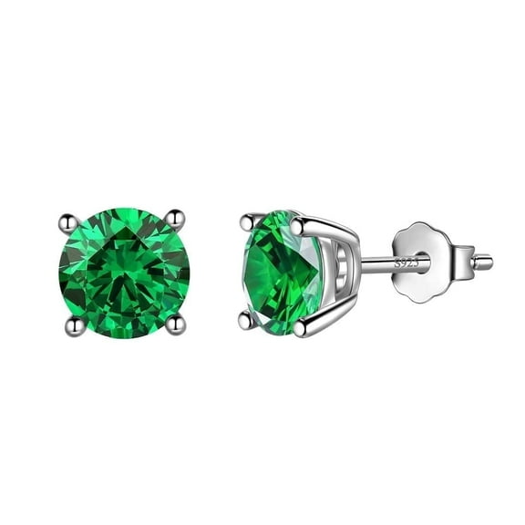 Juwaliy Birthstone May Emerald Earrings 925 Sterling Silver Green Women Jewelry Birthday Mother's Day Gift