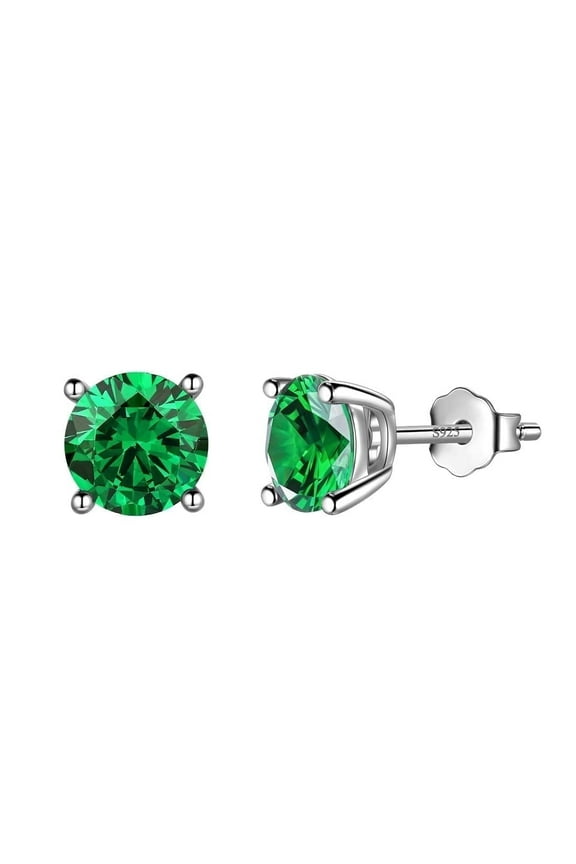 Birthstone May Emerald Earrings 925 Sterling Silver Green Women Jewelry Birthday Mother's Day Gift