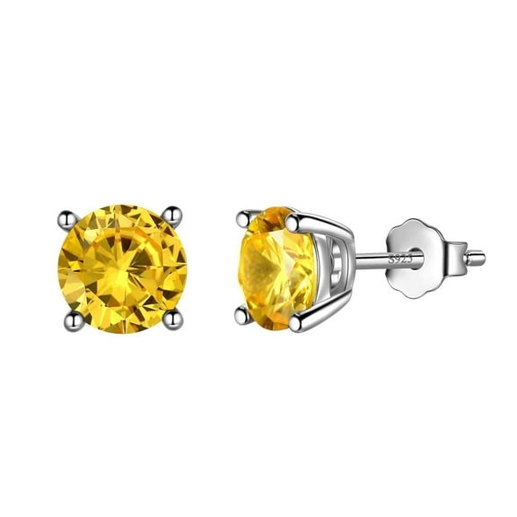 Juwaliy Birthstone November Citrine Earrings 925 Sterling Silver Women Birthday Mother's Day Gifts Jewelry