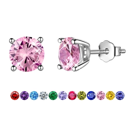 Juwaliy Birthstone October Tourmaline Earrings 925 Sterling Silver Women Birthday Mother's Day Gifts Jewelry