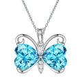 thumbnail image 1 of Juwaliy Blue Butterfly Necklace Heart March Birthstone Necklace Aquamarine Silver Plated Pendant Jewelry Women Christmas Birthday Mother's Day Gift, 1 of 11