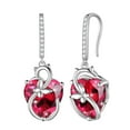 thumbnail image 1 of Juwaliy Cat Butterfly Earrings for Women 925 Sterling Silver Earrings Dangle Hook Red Heart Ruby July Birthstone Jewelry Mother Christmas Birthday Valentine's Day Gifts for Wife Girlfriend, 1 of 10