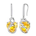 thumbnail image 1 of Juwaliy Cat Butterfly Earrings for Women 925 Sterling Silver Earring Dangle Hook Yellow Heart Citrine November Birthstone Jewelry Christmas Valentines Birthday Mother's Day Gift for Mom Wife, 1 of 10