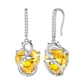 thumbnail image 1 of Juwaliy Cat Butterfly Earrings for Women 925 Sterling Silver Earring Dangle Hook Yellow Heart Citrine November Birthstone Jewelry Christmas Valentines Birthday Mother's Day Gift for Mom Wife, 1 of 10