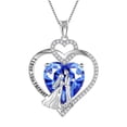 thumbnail image 1 of Juwaliy Couple Necklace for Women 925 Sterling Silver Heart December Birthstone Tanzanite Pendant Love Promise Engagement Jewelry Valentine's Day Gifts for Her Wife Bride, 1 of 10