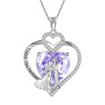 thumbnail image 1 of Juwaliy Couple Necklace for Women 925 Sterling Silver Heart June Birthstone Pendant Love You Forever Wedding Engagement Bridal Jewelry Valentines Gift for Wife Girlfriend, 1 of 10