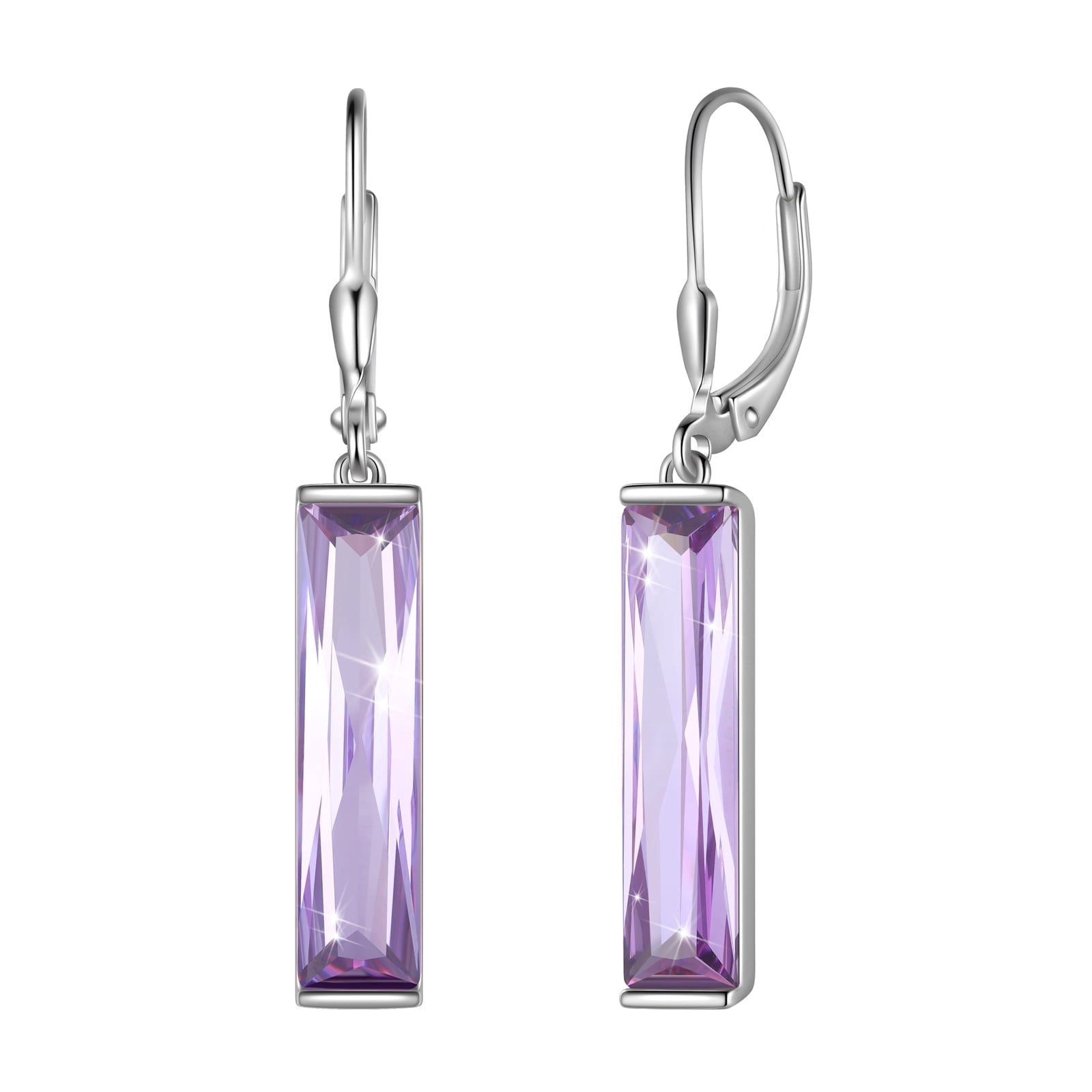 Juwaliy Dangle Women Earrings 925 Sterling Silver June Birthstone Earring Hoop Leverback Alexandrite Jewelry Christmas Birthday Mother's Day Gift Idea