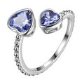 thumbnail image 1 of Juwaliy December Birthstone Ring Tanzanite 925 Sterling Silver Double Hearts Rings Blue Women Jewelry Christmas Birthday Mother's Day Gifts, 1 of 11