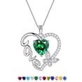 thumbnail image 1 of Juwaliy Green Love Heart Necklace 925 Sterling Silver Butterfly May Birthstone Necklace Emerald Jewelry Women Valentine Christmas Birthday Mothers Day Gift Idea, 1 of 11