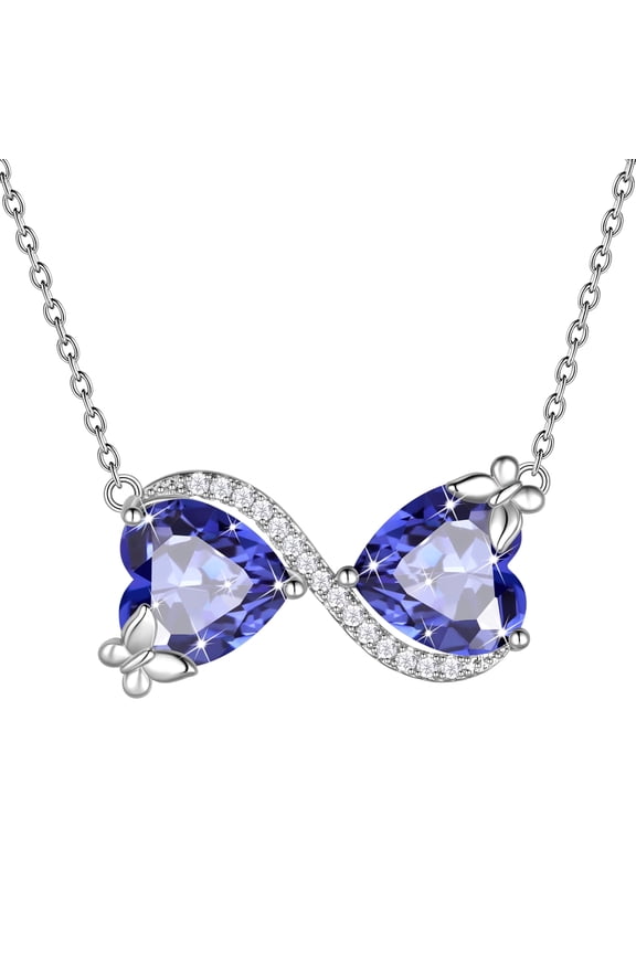 Infinity Heart Butterfly Necklace December Birthstone Tanzanite Blue Pendant Women Jewelry Daughter Grandma Wife Christmas Birthday Gifts