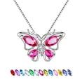 thumbnail image 1 of Juwaliy July Birthstone Necklace Ruby Red Butterfly Necklaces 925 Sterling Silver Pendant Jewelry Valentines Mother's Day Gifts for Women Wife Grandma, 1 of 10