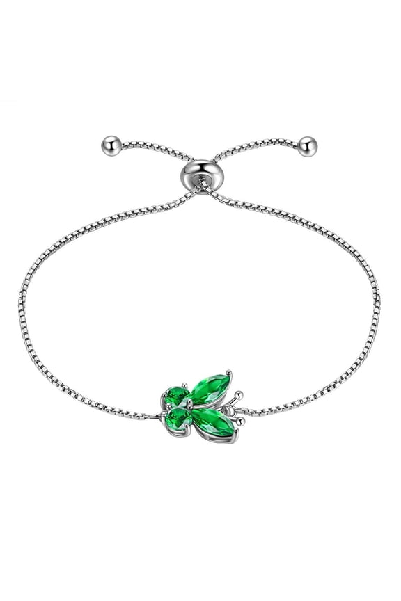May Birthstone Bracelets Green Butterfly Bracelet Emerald CZ 925 Sterling Silver Jewelry Women Birthday Mother's Day Gift
