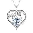 thumbnail image 1 of Juwaliy Mom Necklace Heart April Birthstone Necklace Diamond White CZ 925 Sterling Silver Pendant Jewelry Women Christmas Birthday Mother's Day Gifts, 1 of 10