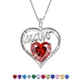 thumbnail image 1 of Juwaliy Mom Necklace Heart January Birthstone Necklace Garnet Red 925 Sterling Silver Pendant Jewelry Women Christmas Birthday Mother's Day Gifts from Daughter, 1 of 12