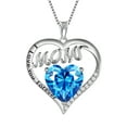 thumbnail image 1 of Juwaliy Mom Necklace Heart March Birthstone Necklace Aquamarine Blue 925 Sterling Silver Pendant Jewelry Women Christmas Birthday Mother's Day Gift, 1 of 10