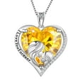 thumbnail image 1 of Juwaliy Mother and Daughter Necklace 925 Sterling Silver Heart Yellow Citrine Birthstone Pendant Jewelry November Birthday Christmas Mother's Day Gift for Women, 1 of 7