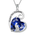 thumbnail image 1 of Juwaliy Mother and Daughter Necklace 925 Sterling Silver Blue Heart Sapphire September Birthstone Pendant Jewelry Women Birthday Christmas Mothers Day Gift Idea, 1 of 6