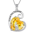thumbnail image 1 of Juwaliy Mother and Daughter Necklace 925 Sterling Silver Yellow Heart Citrine November Birthstone Pendant Jewelry Women Christmas Birthday Mothers Day Gift Idea, 1 of 6