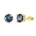 thumbnail image 1 of Juwaliy Rainbow Mystic Topaz Earrings Men 925 Sterling Silver Stud Earrings Crystal Round CZ Jewelry Christmas Mother's Day Gifts for Women, 1 of 7