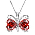 thumbnail image 1 of Juwaliy Red Butterfly Necklace Heart January Birthstone Necklace Garnet Pendant Jewelry Women Daughter Birthday Christmas Mother's Day Gift for Her, 1 of 11