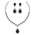thumbnail image 1 of Juwaliy Women Bridal Wedding Jewelry Set Teardrop Crystal Necklace Earrings for Bride Bridesmaid Party Prom Gifts Black, 1 of 5