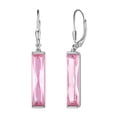 thumbnail image 1 of Juwaliy Women Dangle Earrings 925 Sterling Silver October Birthstone Leverback Hanging Tourmaline Pink Jewelry Mom Valentine's Day Gift, 1 of 10