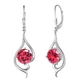 thumbnail image 1 of Juwaliy Women Dangle Earrings July Birthstone Earrings Ruby Red Long Hanging Sterling Silver Lever Back Fishtail Jewelry Mother Christmas Birthday Valentines Gift for Her, 1 of 11