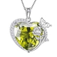thumbnail image 1 of Juwaliy Women Heart Necklace Butterfly Rose Flower Pendant August Birthstone Peridot Jewelry 925 Sterling Silver Wife Mother Birthday Anniversary Gift, 1 of 9