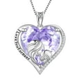 thumbnail image 1 of Juwaliy Women Heart Necklace for Daughter Sister 925 Sterling Silver Light Purple Alexandrite June Birthstone Pendant Jewelry Christmas Mother's Day Gift, 1 of 7