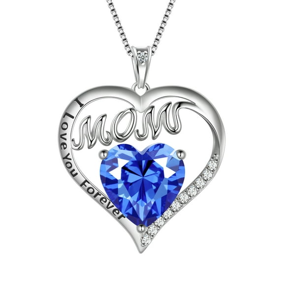 Juwaliy Heart Women Necklace for Mom Grandma,Blue Tanzanite December Birthstone Necklace Mother's Day Gift Idea Jewelry 925 Sterling Silver Pendant Christmas Birthday Gift from Daughter/Son