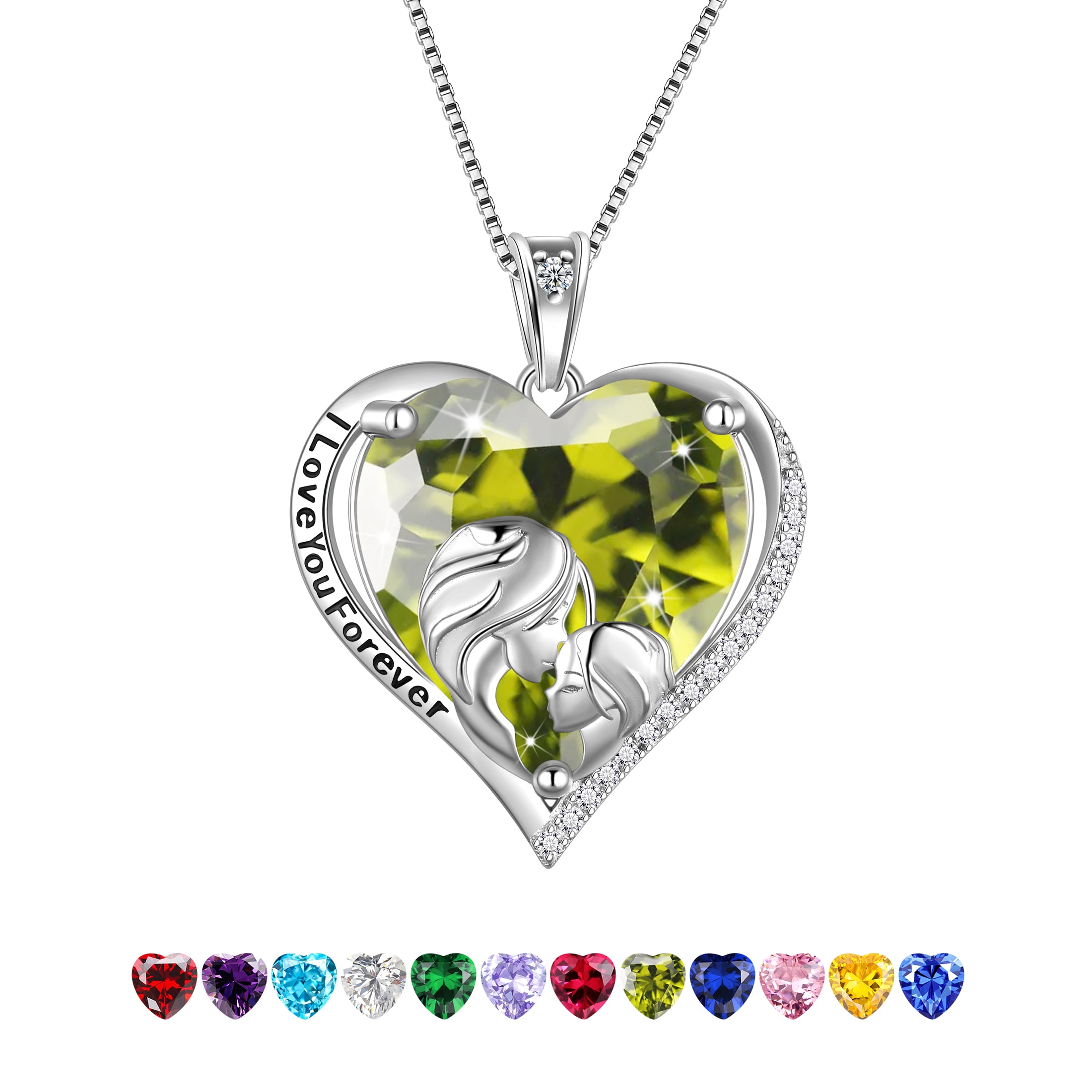 Juwaliy Women Heart Necklace for Mother Daughter Sister 925 Sterling ...