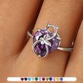 thumbnail image 1 of Juwaliy Women Heart Ring 925 Sterling Silver Cat Butterfly February Birthstone Amethyst Purple Solitaire Ring Jewelry Girlfriend Cat Lover Christmas Valentine's Day Gift, 1 of 12