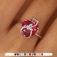 thumbnail image 1 of Juwaliy Women Heart Ring 925 Sterling Silver Cat Butterfly July Birthstone Ruby Red Solitaire Ring Jewelry Mother Christmas Birthday Valentine's Day Gift, 1 of 12